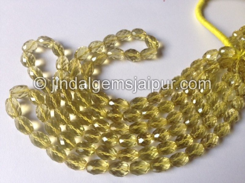 Lemon Quartz Faceted Barrel Beads